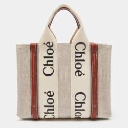 Chloe Brown/Beige Canvas and Leather Small Woody Tote