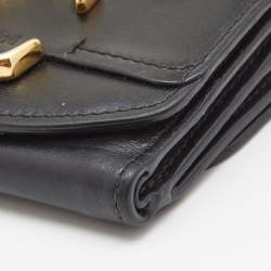 Chloe Black Leather Small C Trifold Wallet