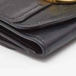 Chloe Black Leather Small C Trifold Wallet