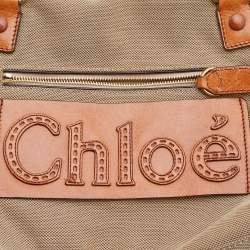 Pre Owned Chloe Beige/Tan Canvas and Leather Haley Tote