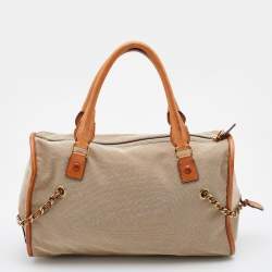 Pre Owned Chloe Beige/Tan Canvas and Leather Haley Tote