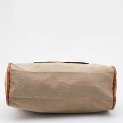 Pre Owned Chloe Beige/Tan Canvas and Leather Haley Tote