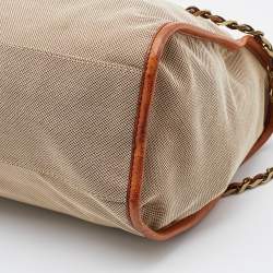 Pre Owned Chloe Beige/Tan Canvas and Leather Haley Tote