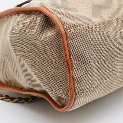 Pre Owned Chloe Beige/Tan Canvas and Leather Haley Tote