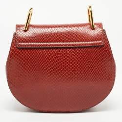 Pre Owned Chloe Brown Snakeskin Embossed Leather Small Drew Crossbody Bag