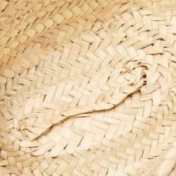 Pre Owned Chloe Brown/Beige Braided Raffia and Leather Small Marcie Basket Bag