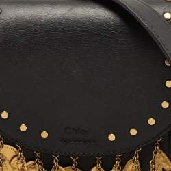 Chloe Black Leather Small Embellished Hudson Shoulder Bag