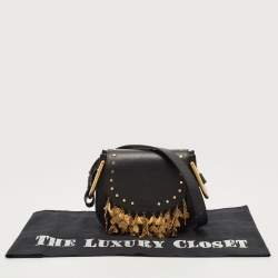 Chloe Black Leather Small Embellished Hudson Shoulder Bag