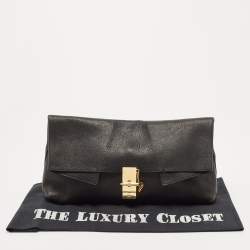 Chloe Black Grained Leather Drew Fold Over Clutch