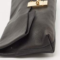 Chloe Black Grained Leather Drew Fold Over Clutch