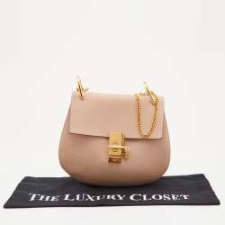 Pre Owned حقيبة كتف كلوي درو متوسطة جلد بيج/ مسطرد