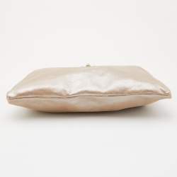 Pre Owned Chloe Metallic Beige Shimmering Leather Elsie Clutch