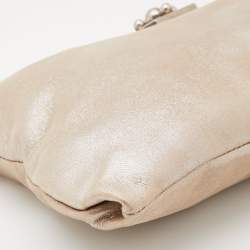 Pre Owned Chloe Metallic Beige Shimmering Leather Elsie Clutch