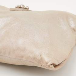 Pre Owned Chloe Metallic Beige Shimmering Leather Elsie Clutch