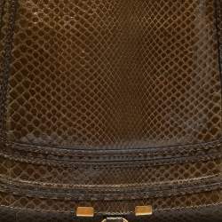 Pre Owned Chloe Two Tone Green Python and Leather Large Marcie Satchel