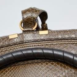 Pre Owned Chloe Two Tone Green Python and Leather Large Marcie Satchel