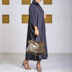 Pre Owned Chloe Two Tone Green Python and Leather Large Marcie Satchel