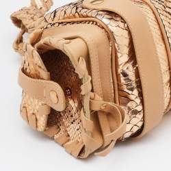 Pre Owned Chloe Gold/Beige Python and Leather Silverado Satchel