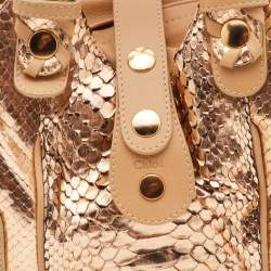 Pre Owned Chloe Gold/Beige Python and Leather Silverado Satchel