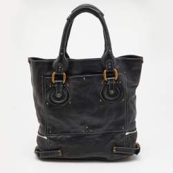 Pre Owned Chloe Black Studded Leather Paddington Tote