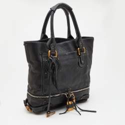 Pre Owned Chloe Black Studded Leather Paddington Tote