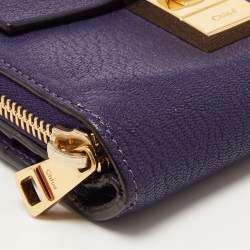 Pre Owned Chloe Purple Leather Drew Compact Wallet