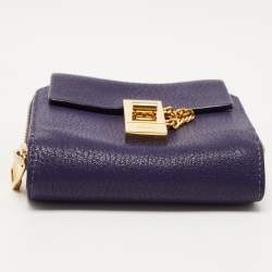 Pre Owned Chloe Purple Leather Drew Compact Wallet