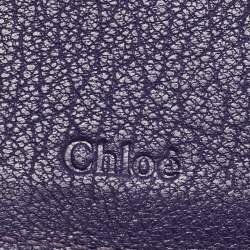 Pre Owned Chloe Purple Leather Drew Compact Wallet