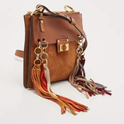 Chloe Brown Leather and Suede  Small Jane Tassel Shoulder Bag