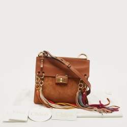 Chloe Brown Leather and Suede  Small Jane Tassel Shoulder Bag