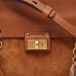 Chloe Brown Leather and Suede  Small Jane Tassel Shoulder Bag