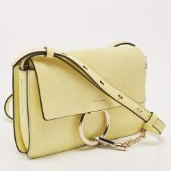 Chloe Yellow Leather and Suede Small Faye Shoulder Bag