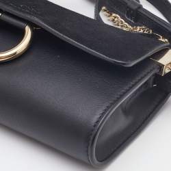 Pre Owned حقيبة كروس كلوي ميني فاي جلد أسود وسويدي