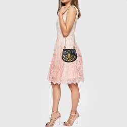 Chloe Black Leather Small Crystals Embellished Drew Shoulder Bag