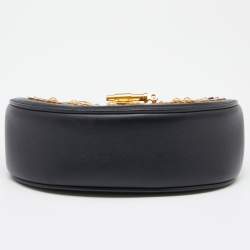Chloe Black Leather Small Crystals Embellished Drew Shoulder Bag