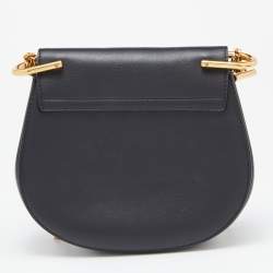 Chloe Black Leather Small Crystals Embellished Drew Shoulder Bag
