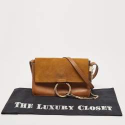 مملوكة مسبقًا Chloe Brown/Tan Leather and Suede Small Faye Shoulder Bag