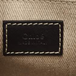 Chloe Navy Blue/Black Canvas and Leather Small Woody Tote