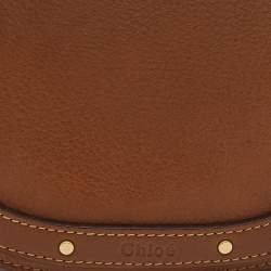 Pre Owned Chloe Brown Leather and Suede Small Nile Bracelet Crossbody Bag