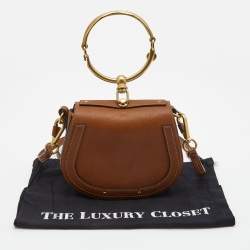 Pre Owned Chloe Brown Leather and Suede Small Nile Bracelet Crossbody Bag