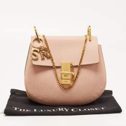 Pre Owned Chloe Light Peach Leather Medium Drew Shoulder Bag