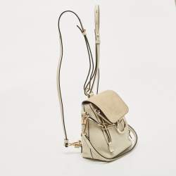Pre Owned Chloe Cream Leather and Suede Mini Faye Daye Backpack