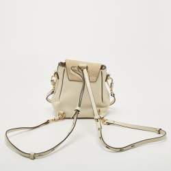 Pre Owned Chloe Cream Leather and Suede Mini Faye Daye Backpack
