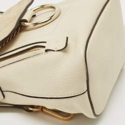 Pre Owned Chloe Cream Leather and Suede Mini Faye Daye Backpack
