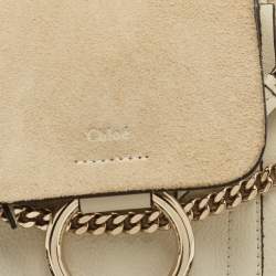 Pre Owned Chloe Cream Leather and Suede Mini Faye Daye Backpack