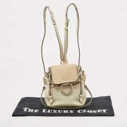 Pre Owned Chloe Cream Leather and Suede Mini Faye Daye Backpack