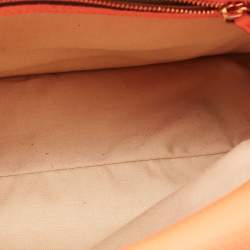 Pre Owned Chloe Neon Orange Pebbled Leather Medium Sally Flap Shoulder Bag
