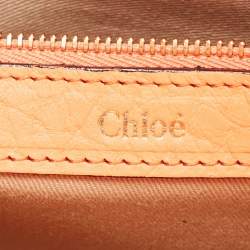 Pre Owned Chloe Neon Orange Pebbled Leather Medium Sally Flap Shoulder Bag