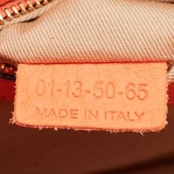 Pre Owned Chloe Neon Orange Pebbled Leather Medium Sally Flap Shoulder Bag