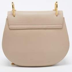 Pre Owned Chloe Beige/Gold Leather Medium Drew Shoulder Bag